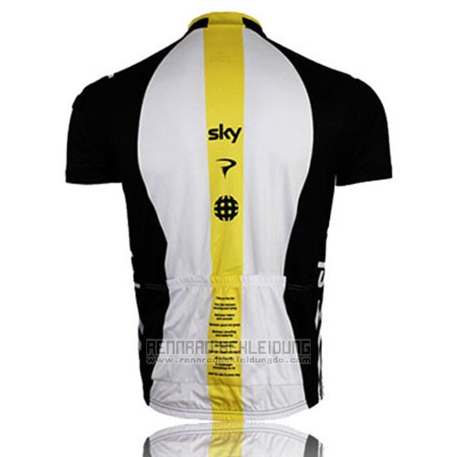 2014 Fahrradbekleidung Sky Shwarz und Gelb Trikot Kurzarm und Tragerhose